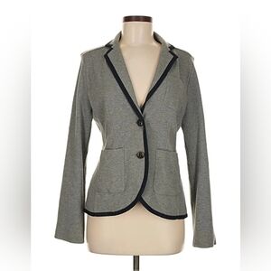 Lands' End Heather Gray Cardigan W/ Navy Accents SIZE 4